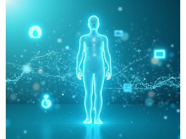 Infografía visualizando la ciencia de la personalización de Vida Serena con datos y elementos tecnológicos